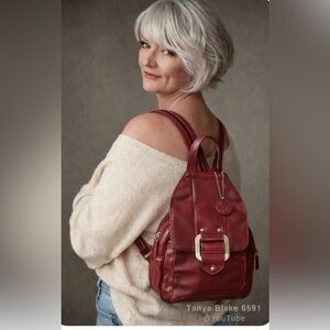 Elegant Red Leather Backpack